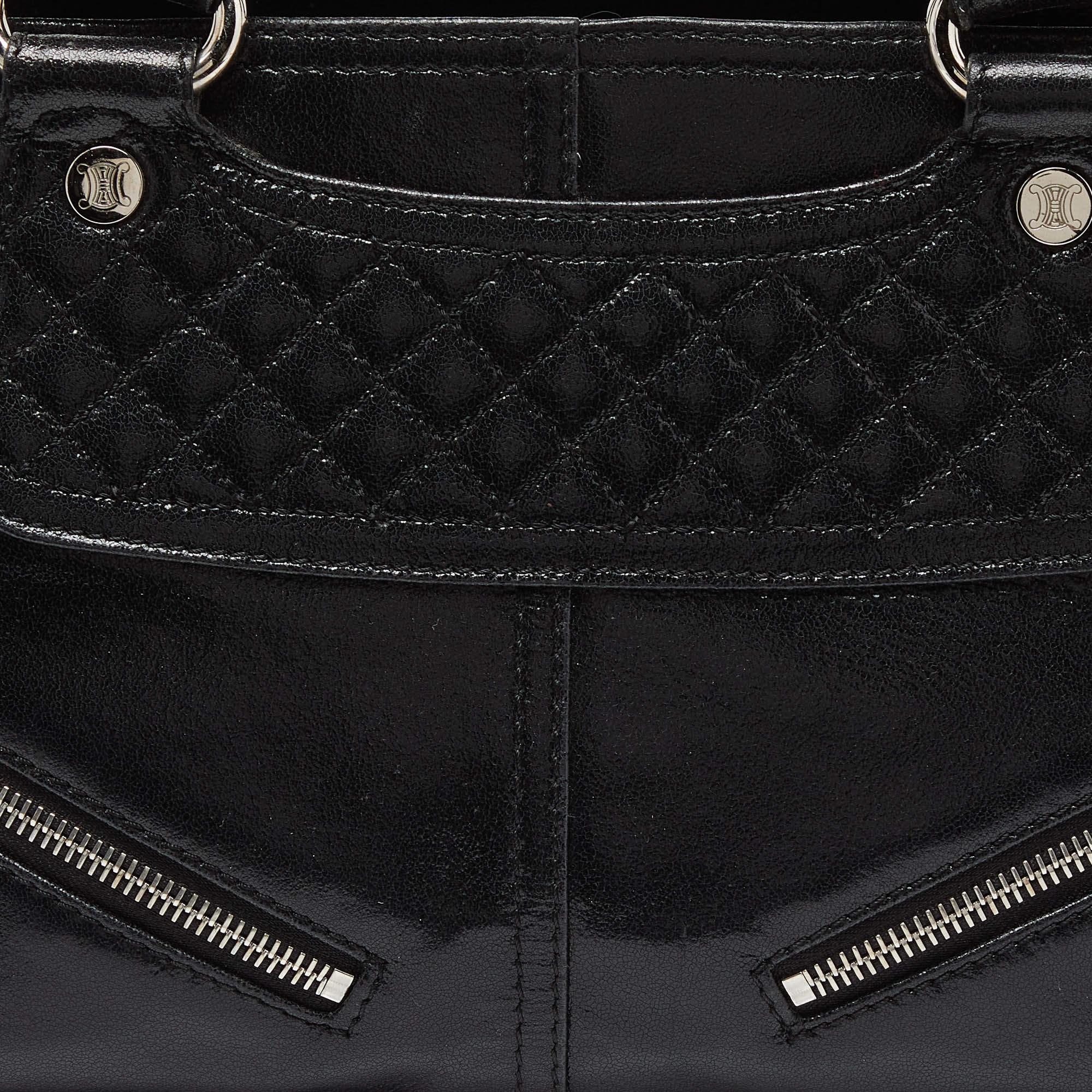 Celine Tote Boogie in pelle lucida trapuntata nera 3