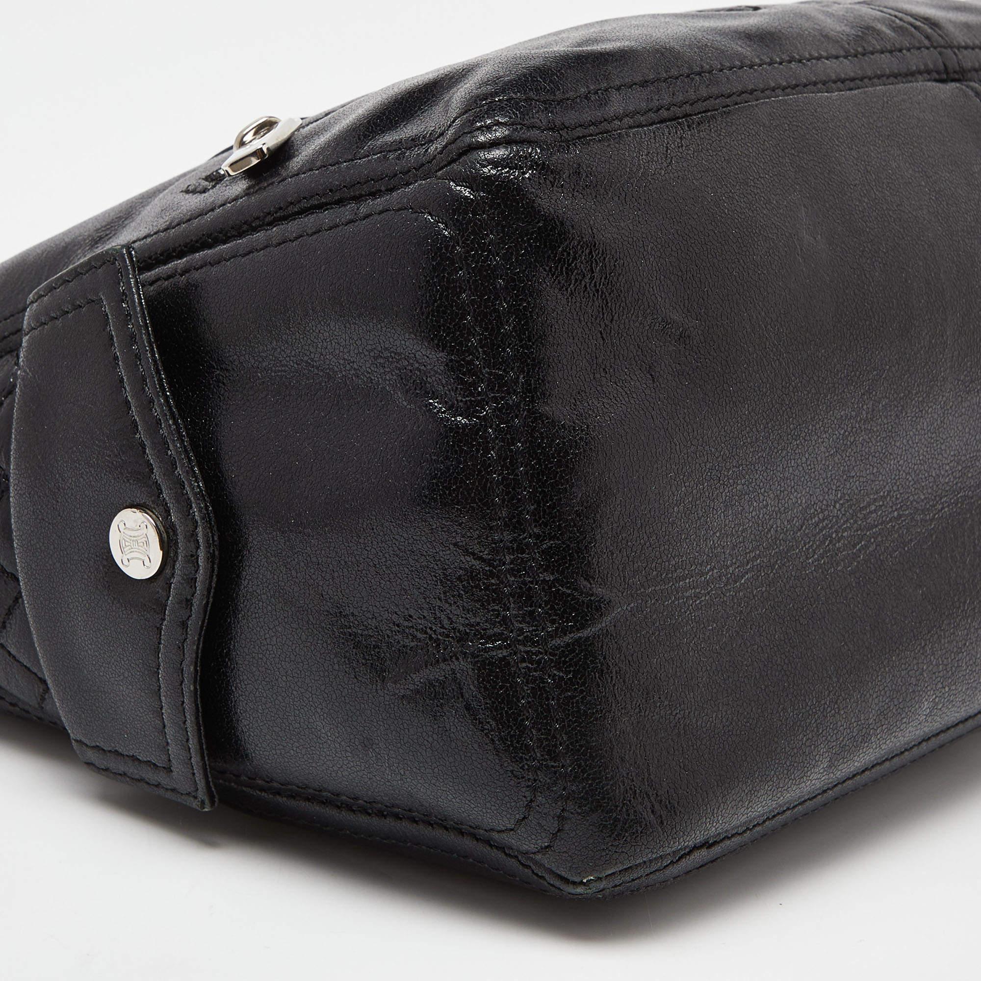 Celine Tote Boogie in pelle lucida trapuntata nera 4