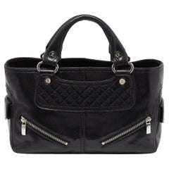 Celine Black Quilted Glossy Leather Boogie Tote