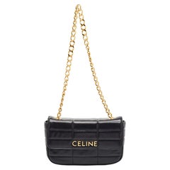 Celine Black Quilted Leather Chain Shoulder Bag