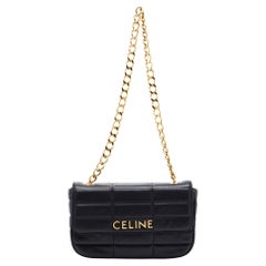 Celine Black Quilted Matelasse Leather Chain Shoulder Bag
