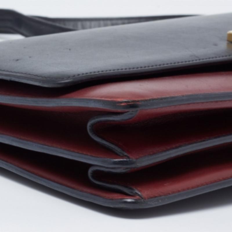 Celine Black/Red Leather Medium Case Bag For Sale 6
