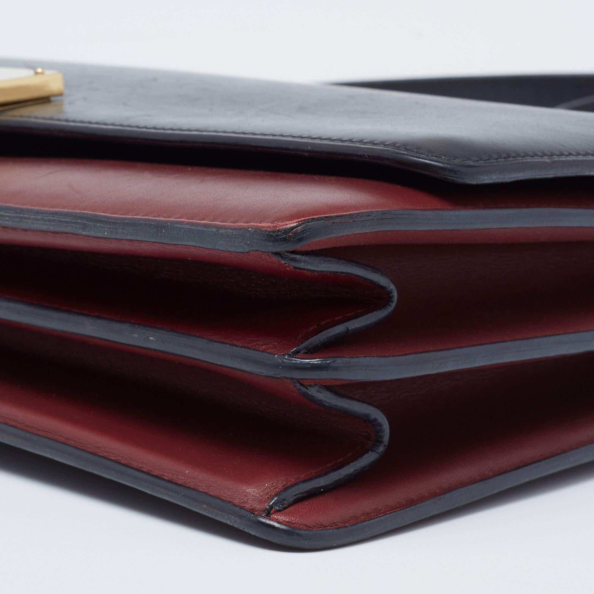 Celine Black/Red Leather Medium Case Bag For Sale 7
