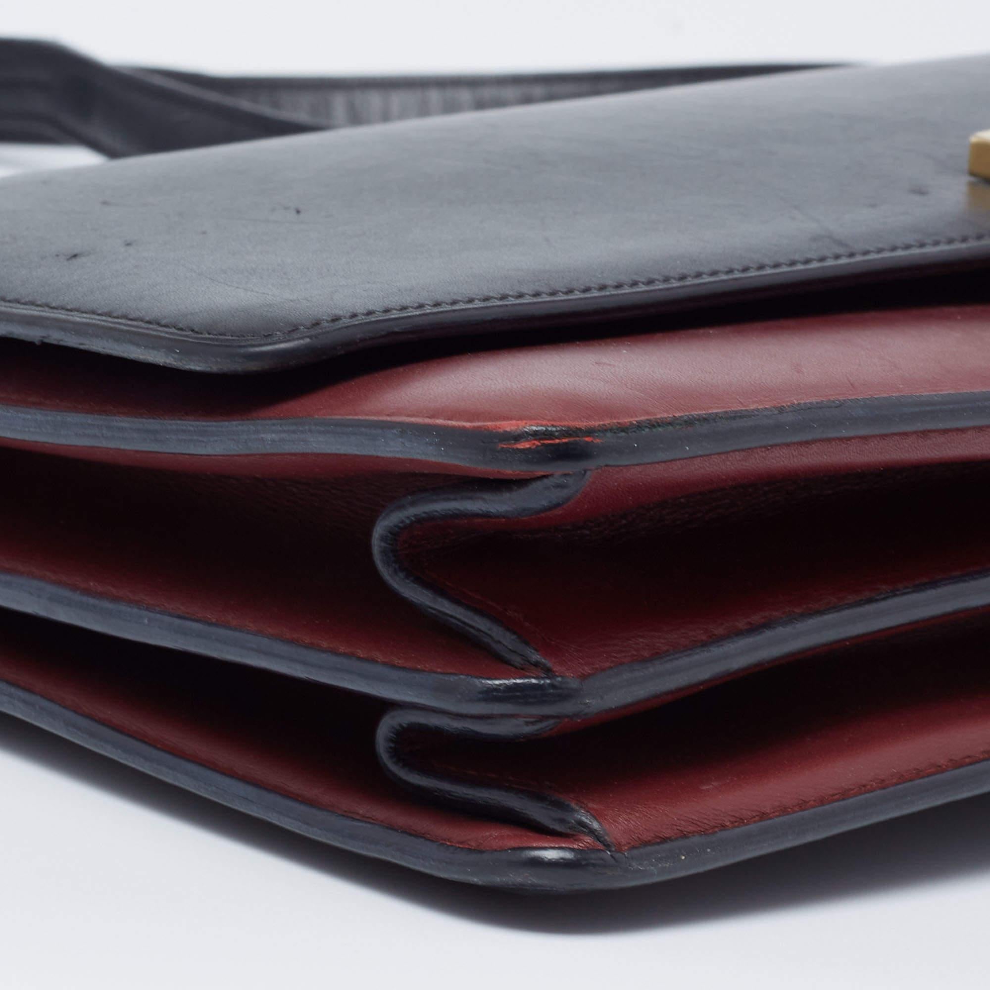 Celine Black/Red Leather Medium Case Bag For Sale 8