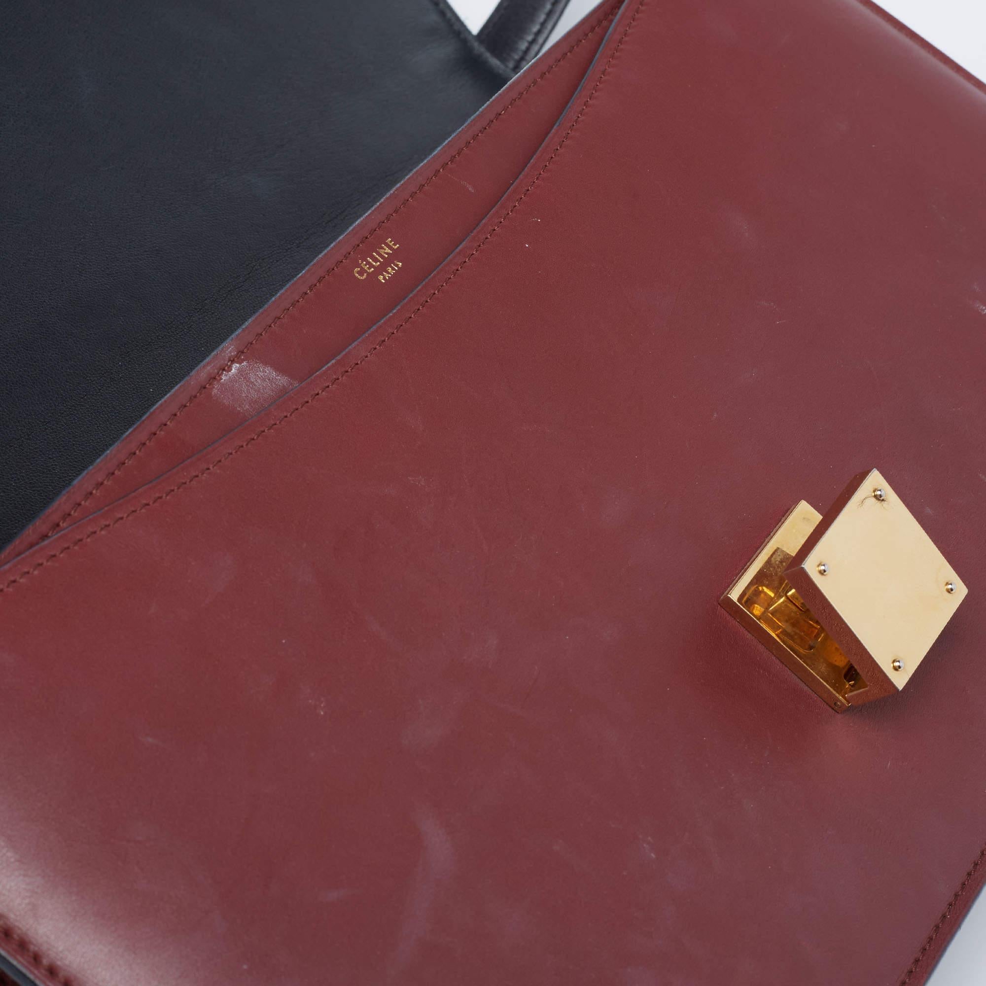 Celine Black/Red Leather Medium Case Bag 8