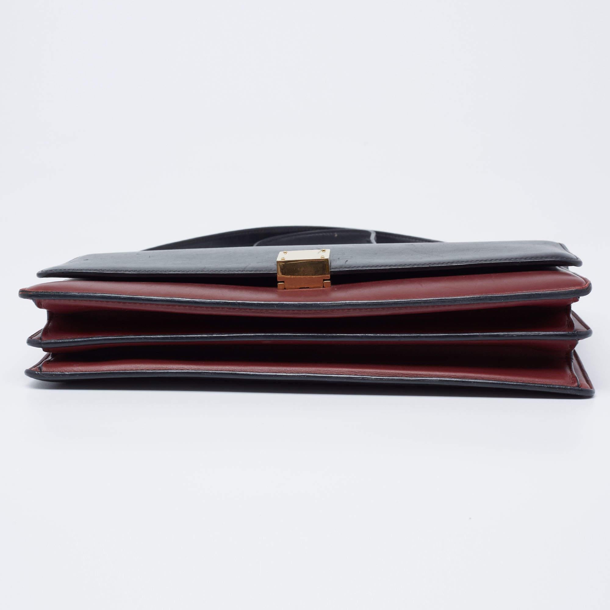 Celine Black/Red Leather Medium Case Bag For Sale 1