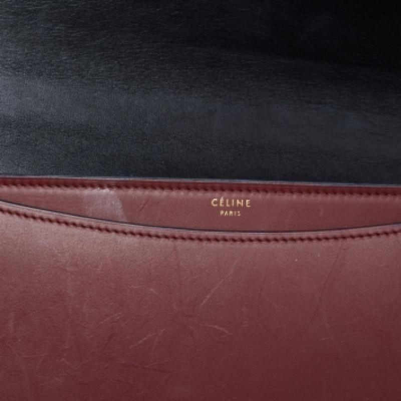 Celine Black/Red Leather Medium Case Bag For Sale 2