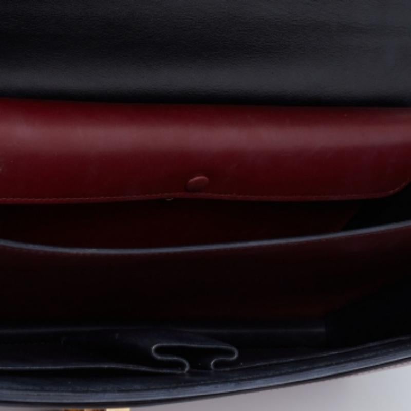 Celine Black/Red Leather Medium Case Bag For Sale 3