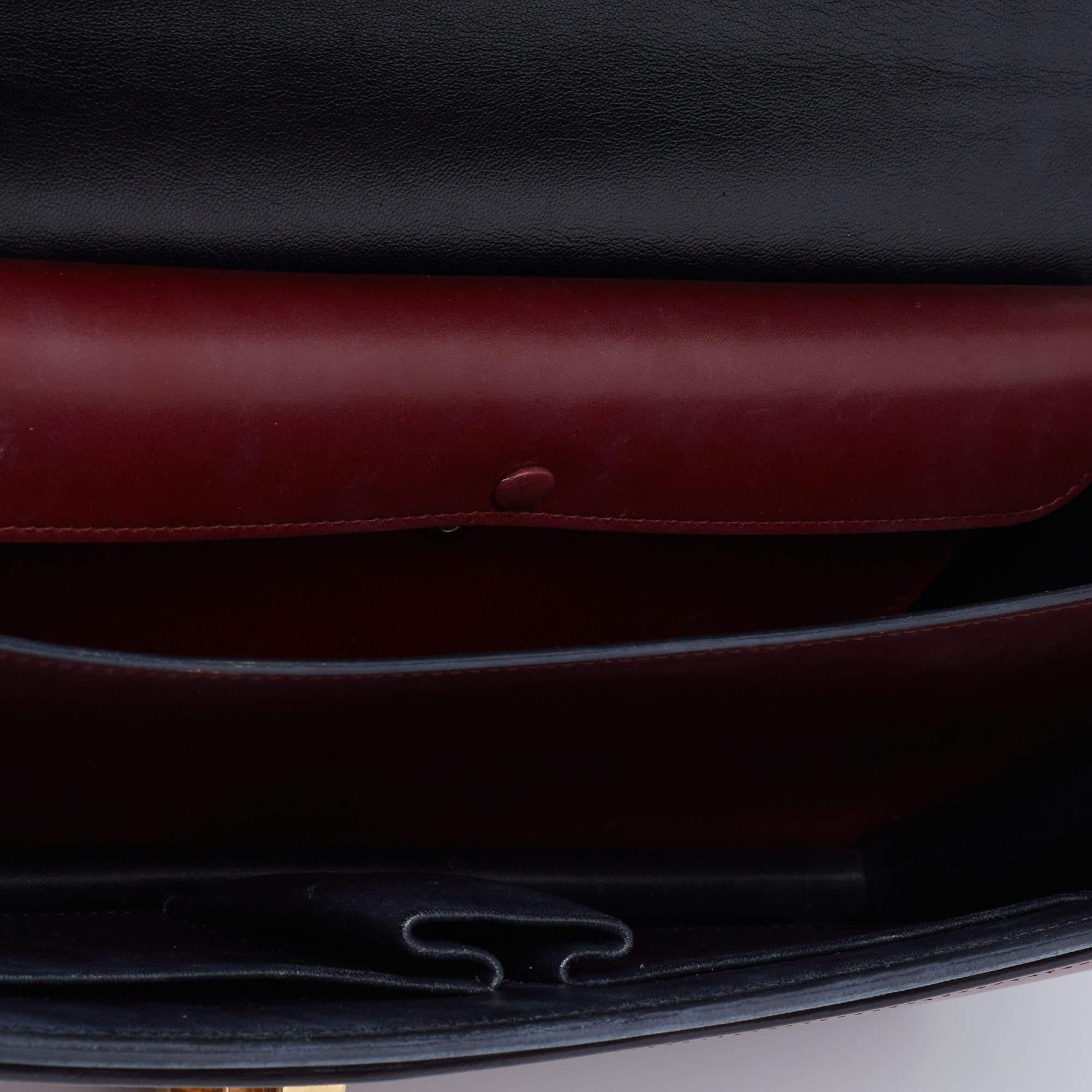 Celine Black/Red Leather Medium Case Bag For Sale 5