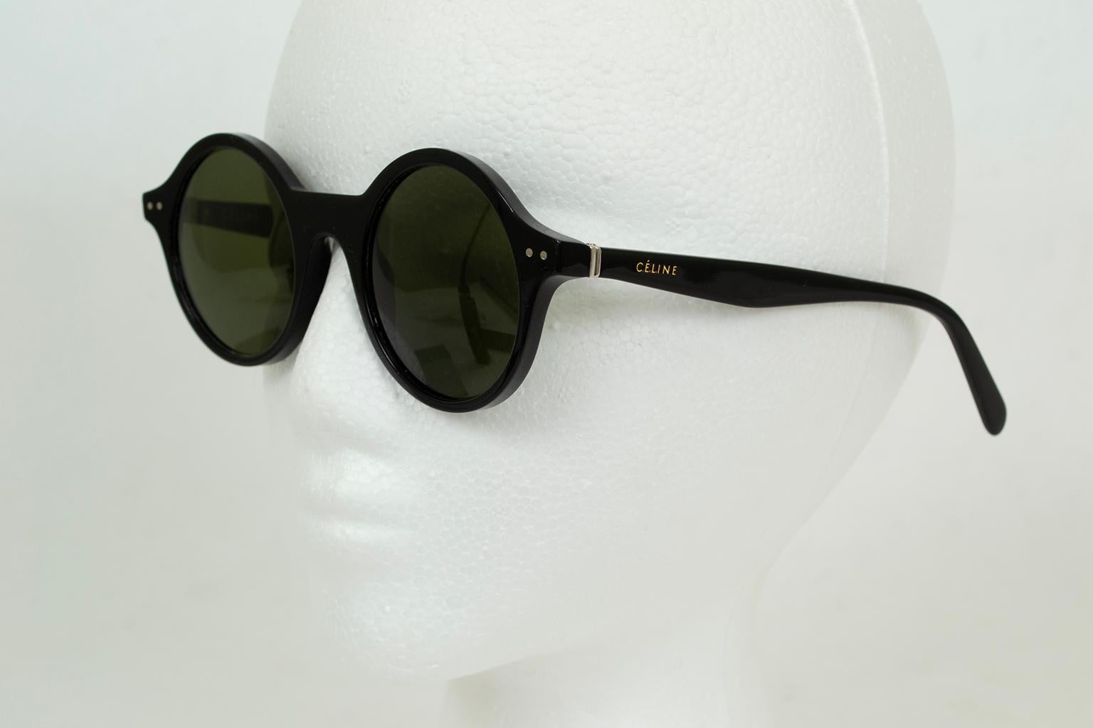 Noir Lunettes de soleil Céline en acétate rond noir Style CL41434 - 2010, 48-22-150 en vente