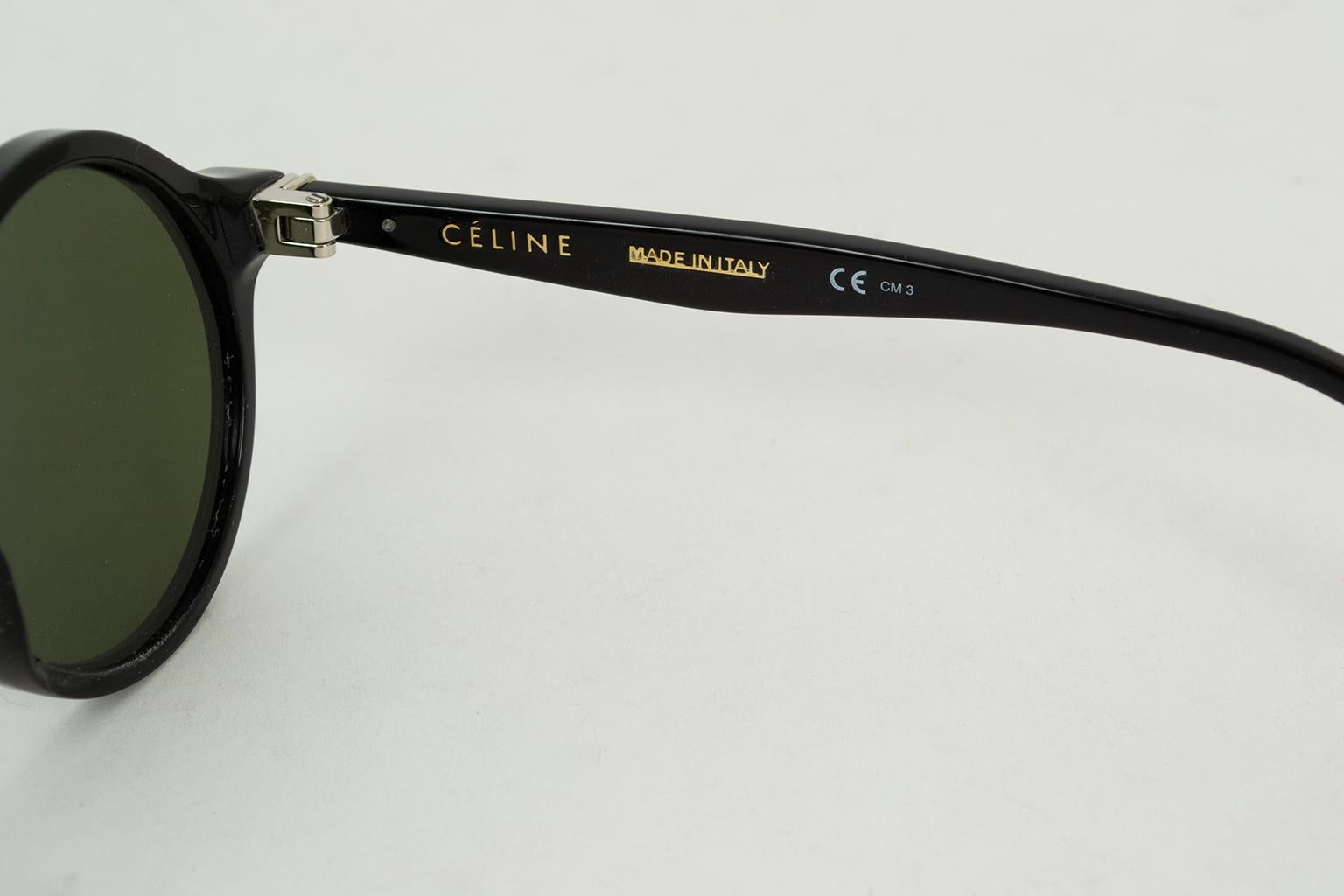 Lunettes de soleil Céline en acétate rond noir Style CL41434 - 2010, 48-22-150 en vente 3