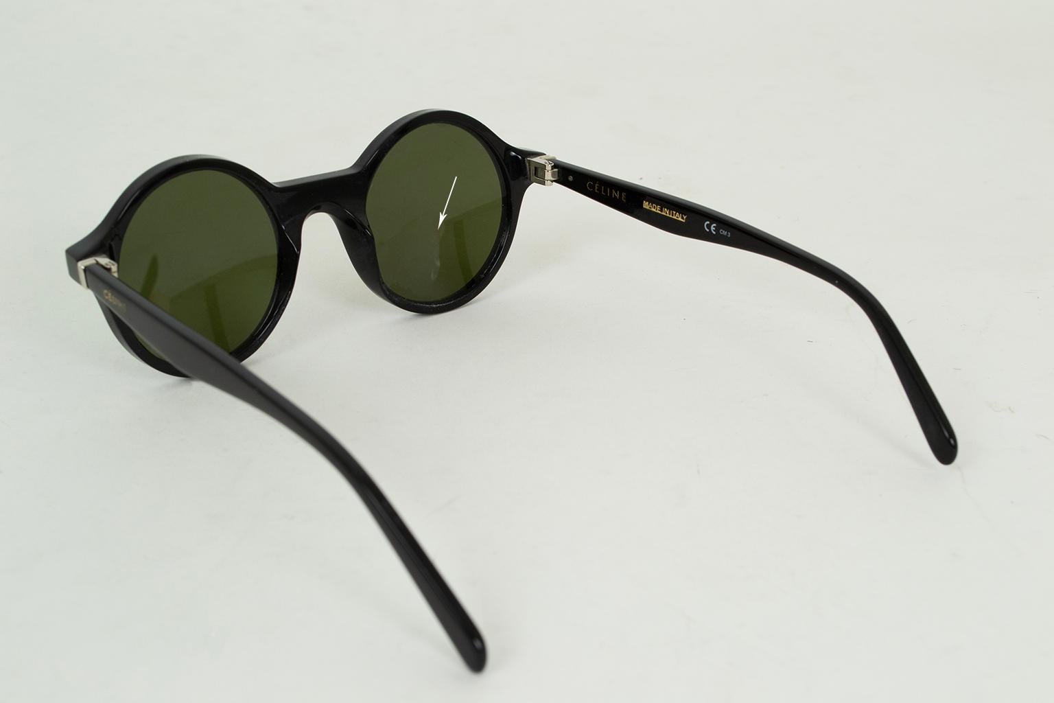 Lunettes de soleil Céline en acétate rond noir Style CL41434 - 2010, 48-22-150 en vente 4