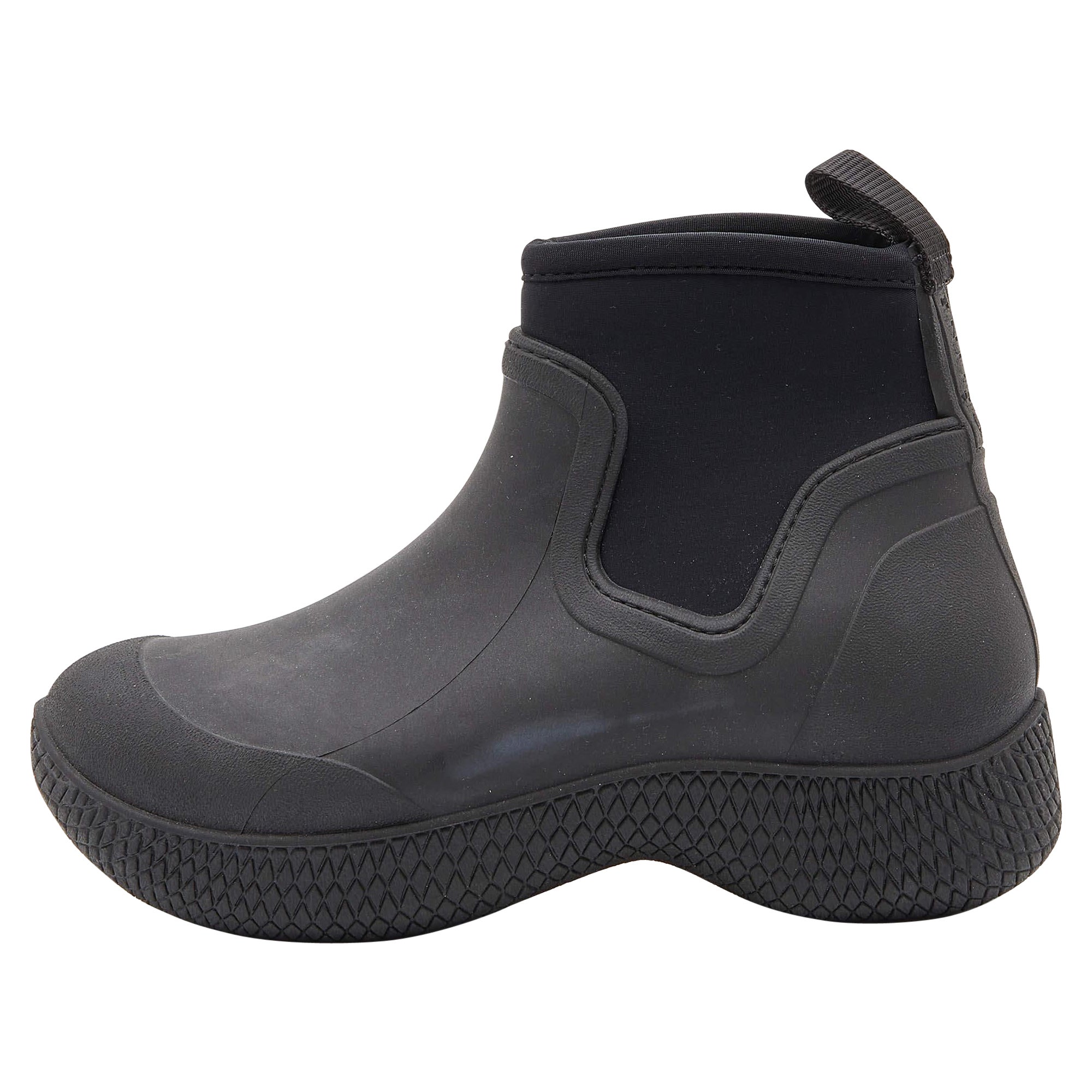 Celine Black Rubber and Neoprene Outdoor Ankle Boots Size 37