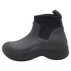 Celine Black Rubber and Neoprene Outdoor Ankle Boots Size 37