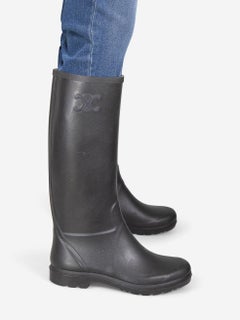Céline Black Rubber Rain Boots Size IT 41