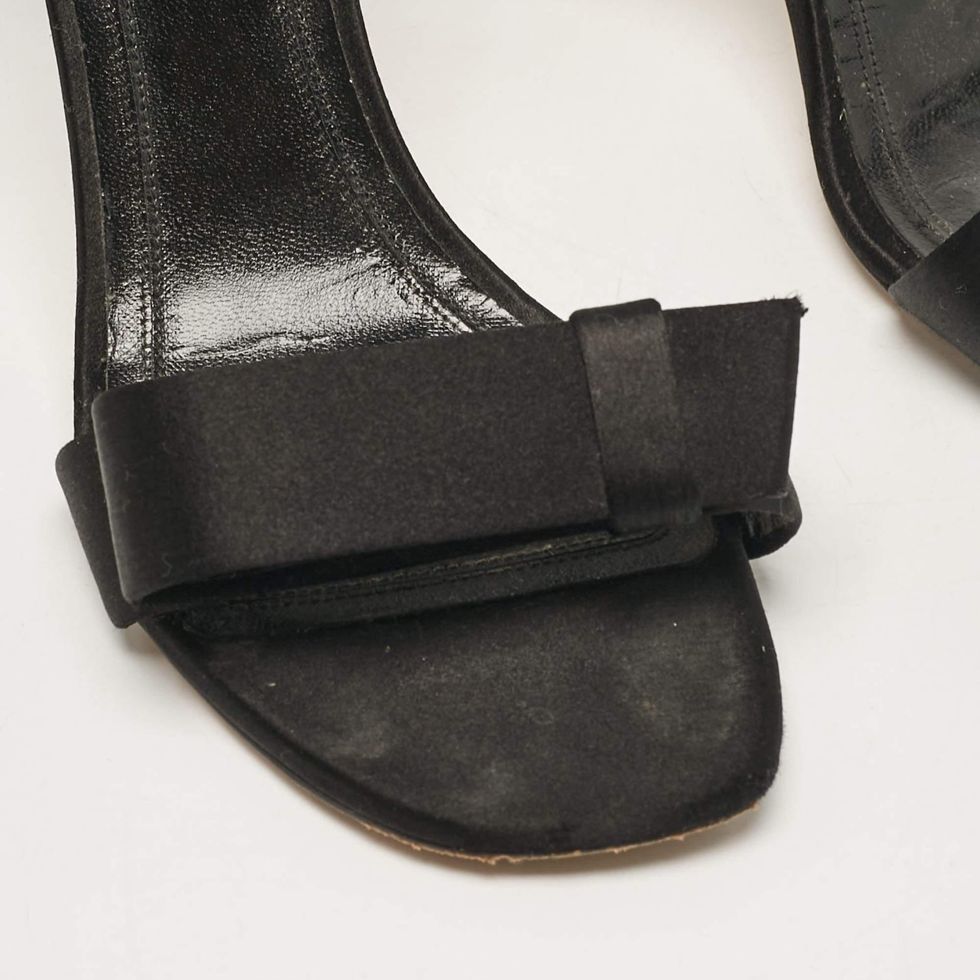 Celine Black Satin Ankle Strap Sandals Size 38.5 For Sale 3