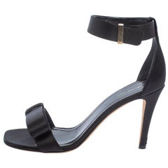 Celine Black Satin Ankle Strap Sandals Size 38.5