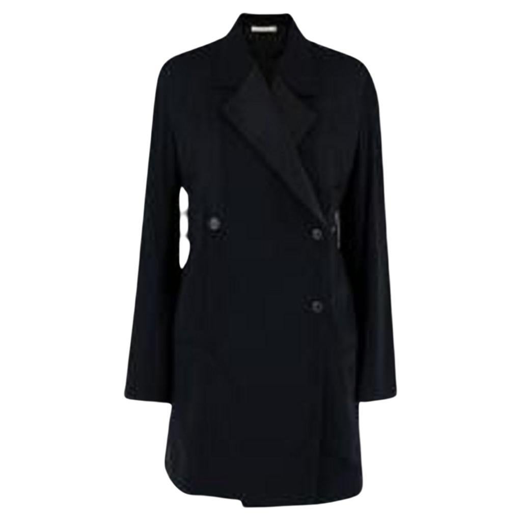 Celine Black Satin Double Breasted Coat For Sale