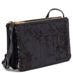 CELINE black SEQUIN EMBELLISHED TRIO SMALL Crossbody Bag