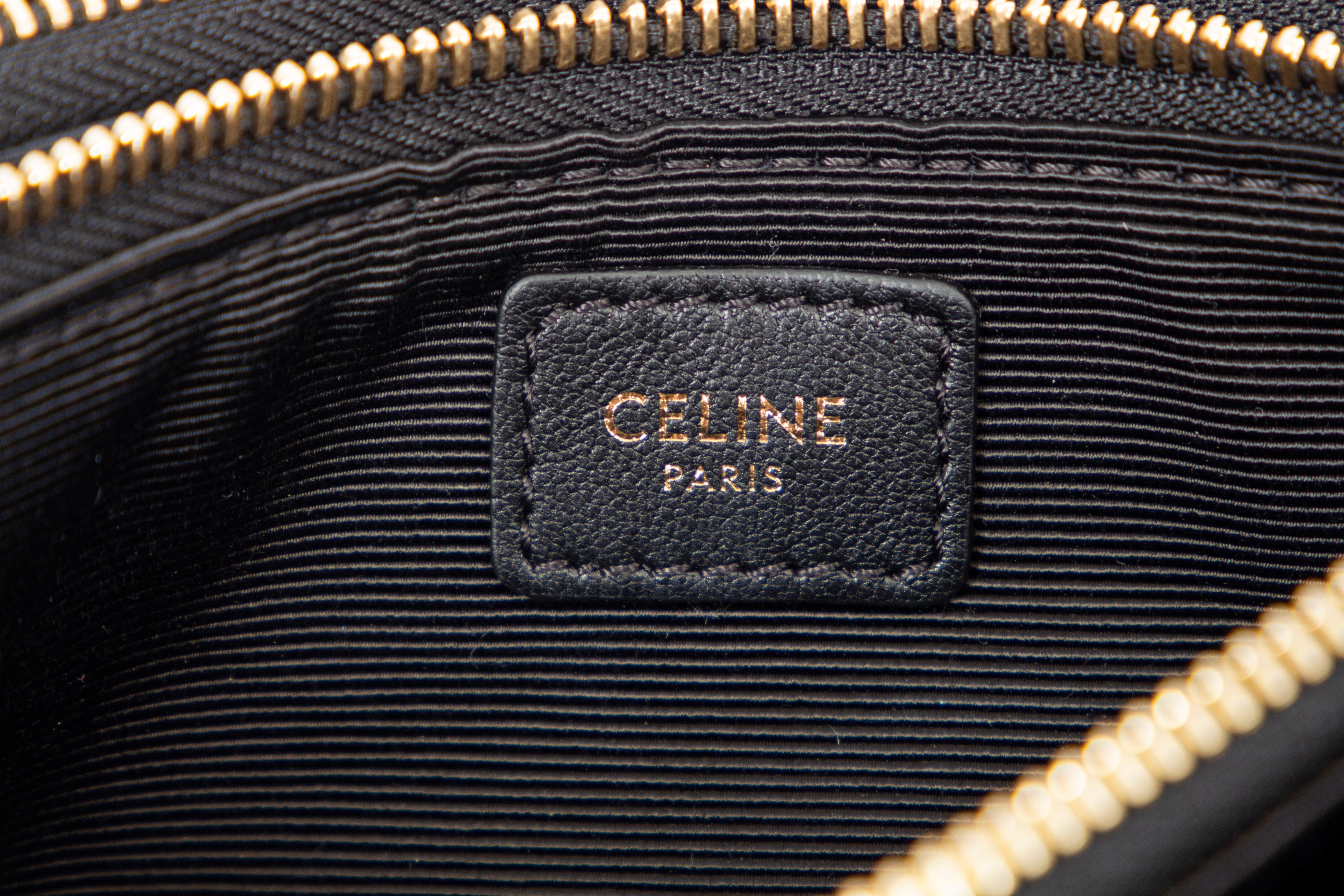 CELINE black SEQUIN EMBELLISHED TRIO SMALL Crossbody Bag In Excellent Condition In Zürich, CH