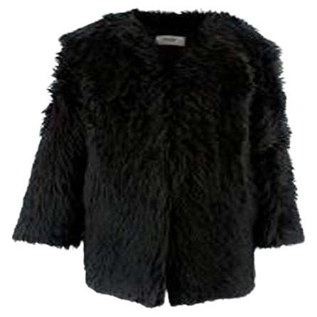 Celine Black Shaggy Mid-Length Shearling Coat For Sale