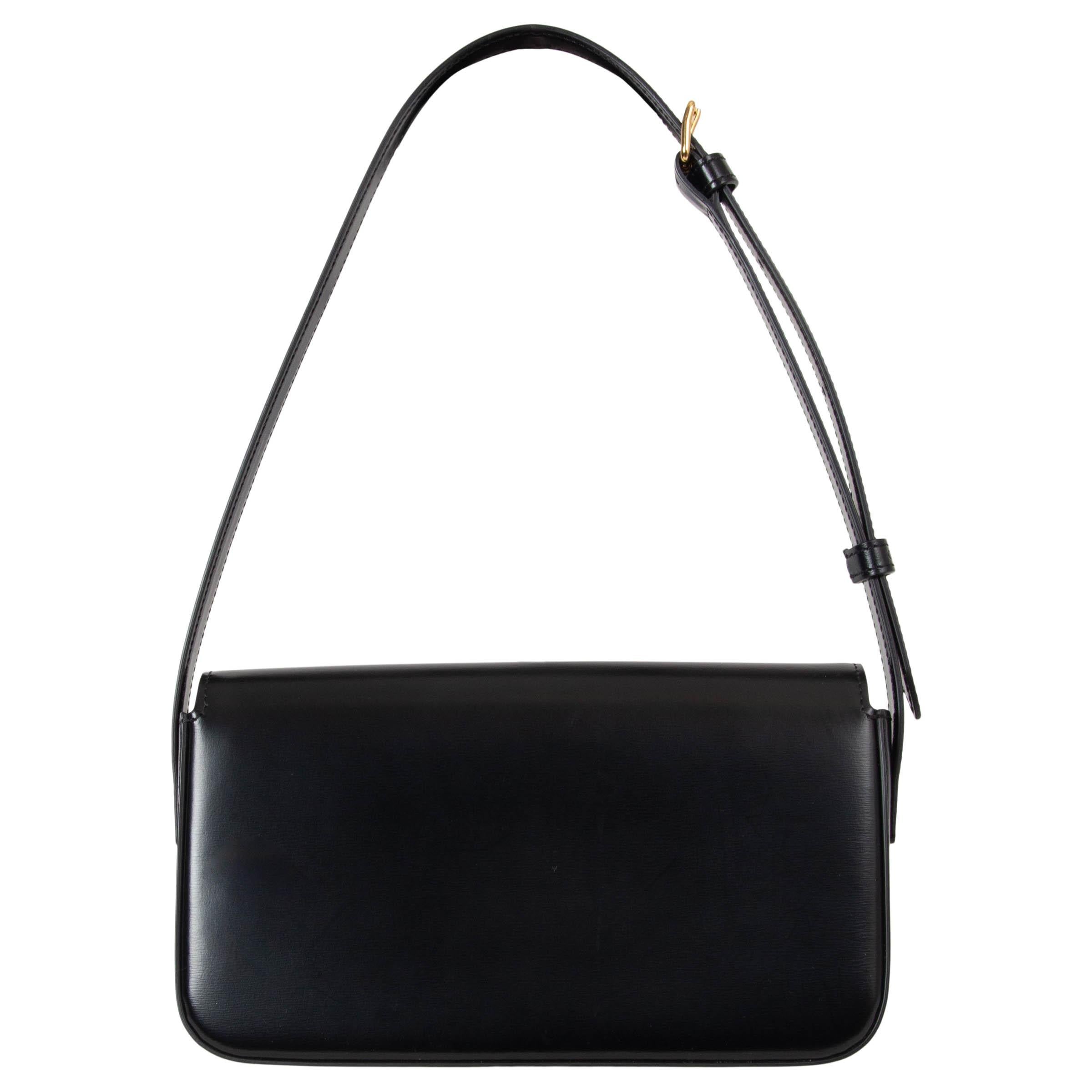 Bolso de hombro CLAUDE de piel de becerro brillante negra de CELINE Negro en venta