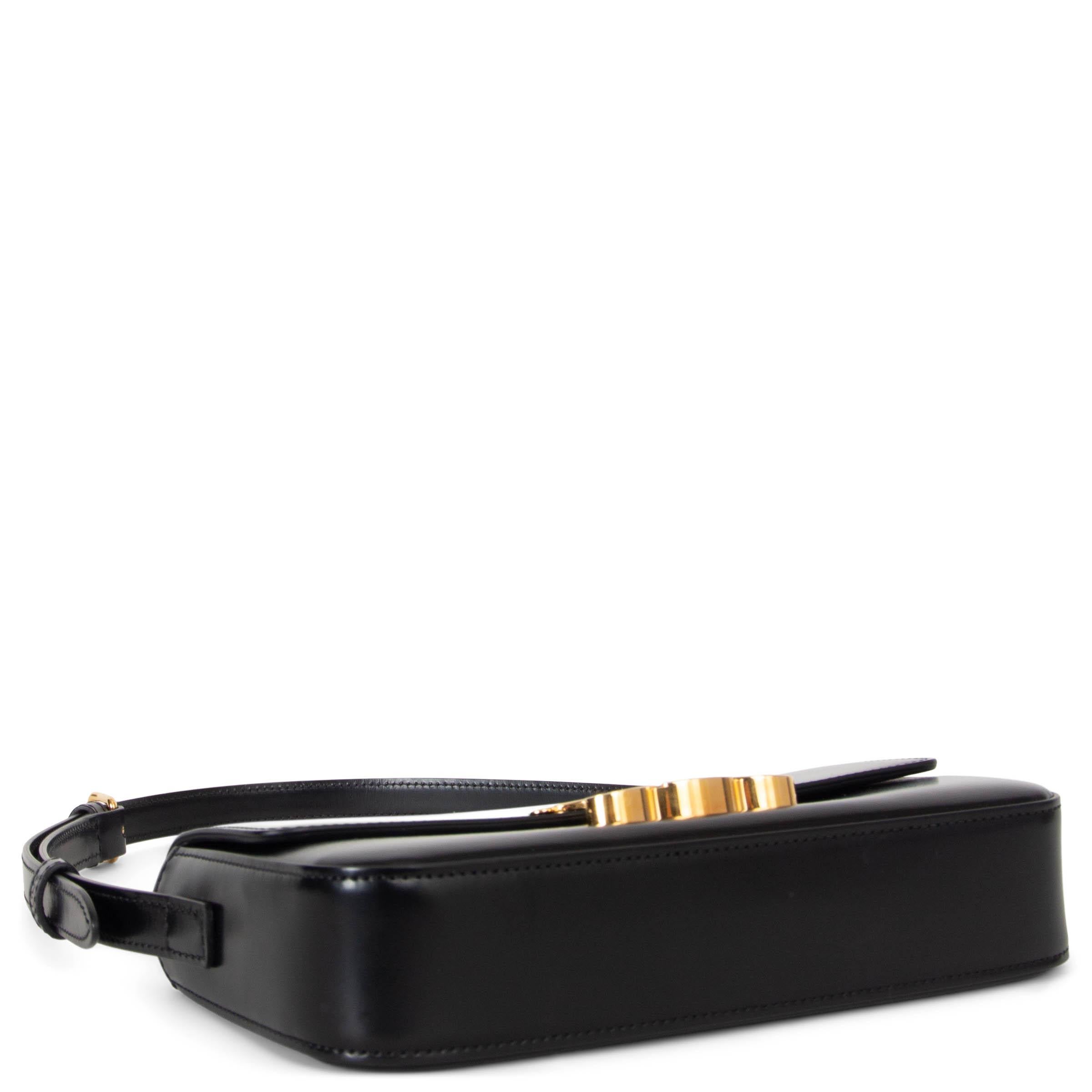 Bolso de hombro CLAUDE de piel de becerro brillante negra de CELINE en Excelente estado para la venta en Zürich, CH