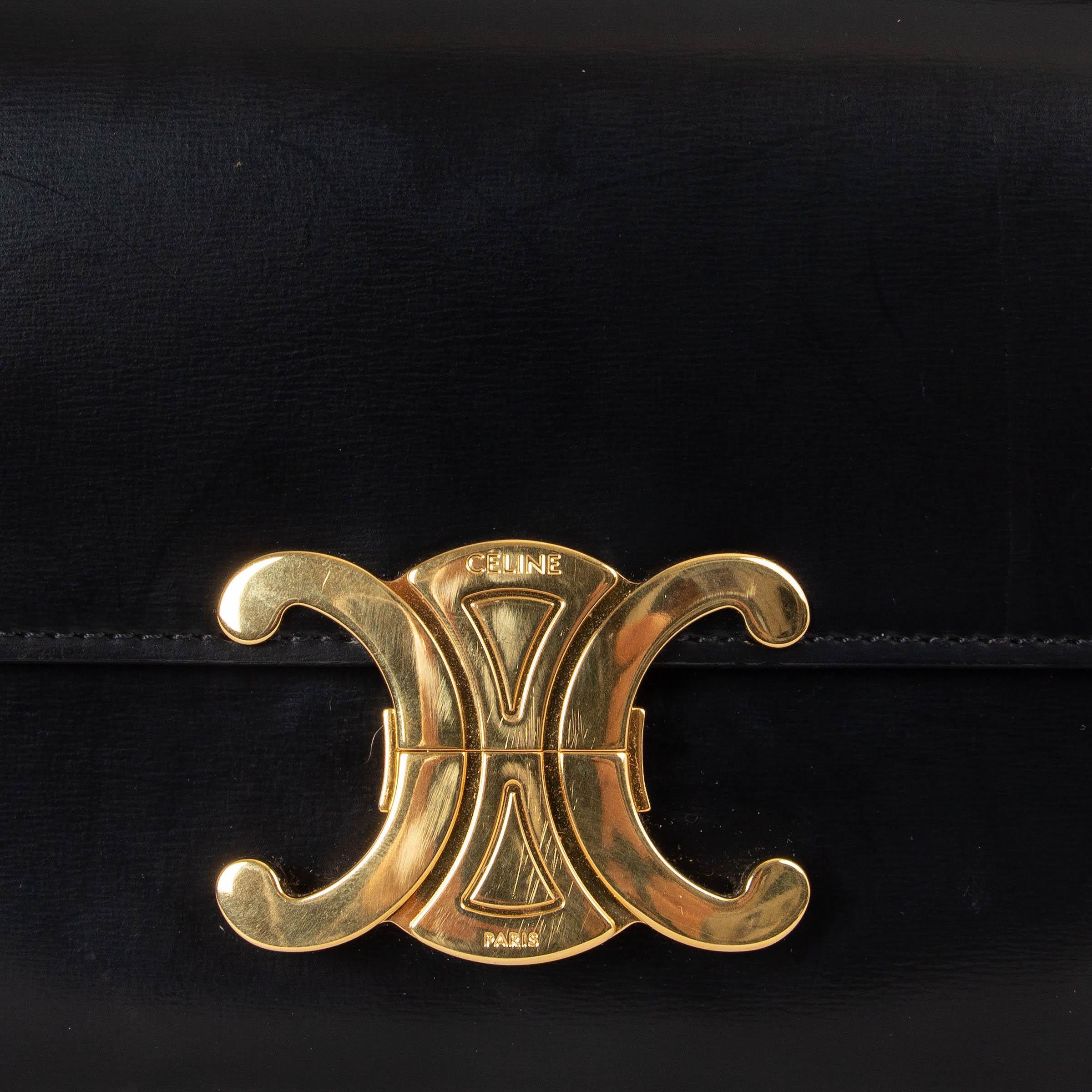 De las mujeres Bolso de hombro CLAUDE de piel de becerro brillante negra de CELINE en venta