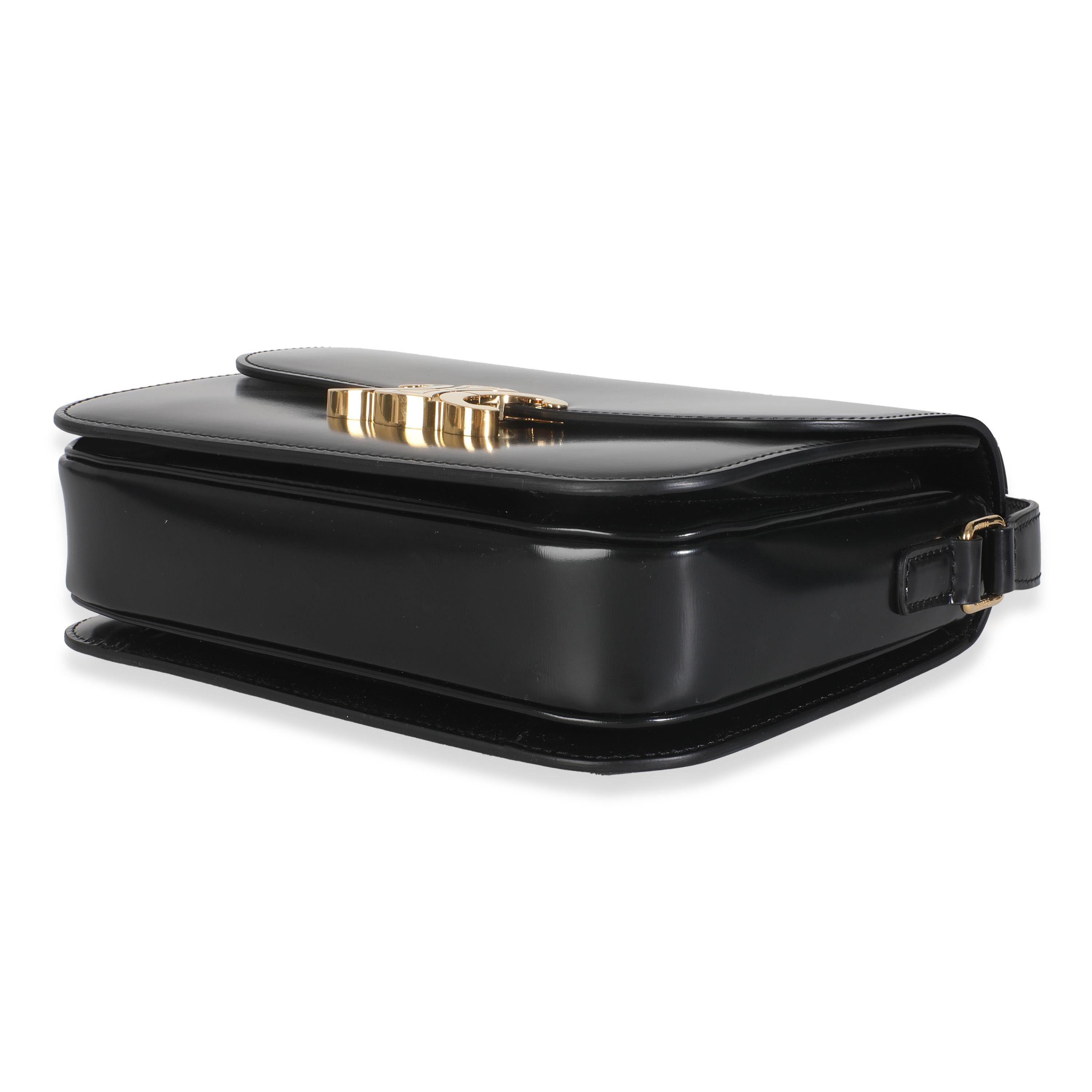 Celine Black Shiny Calfskin Medium Triomphe Bag For Sale 1