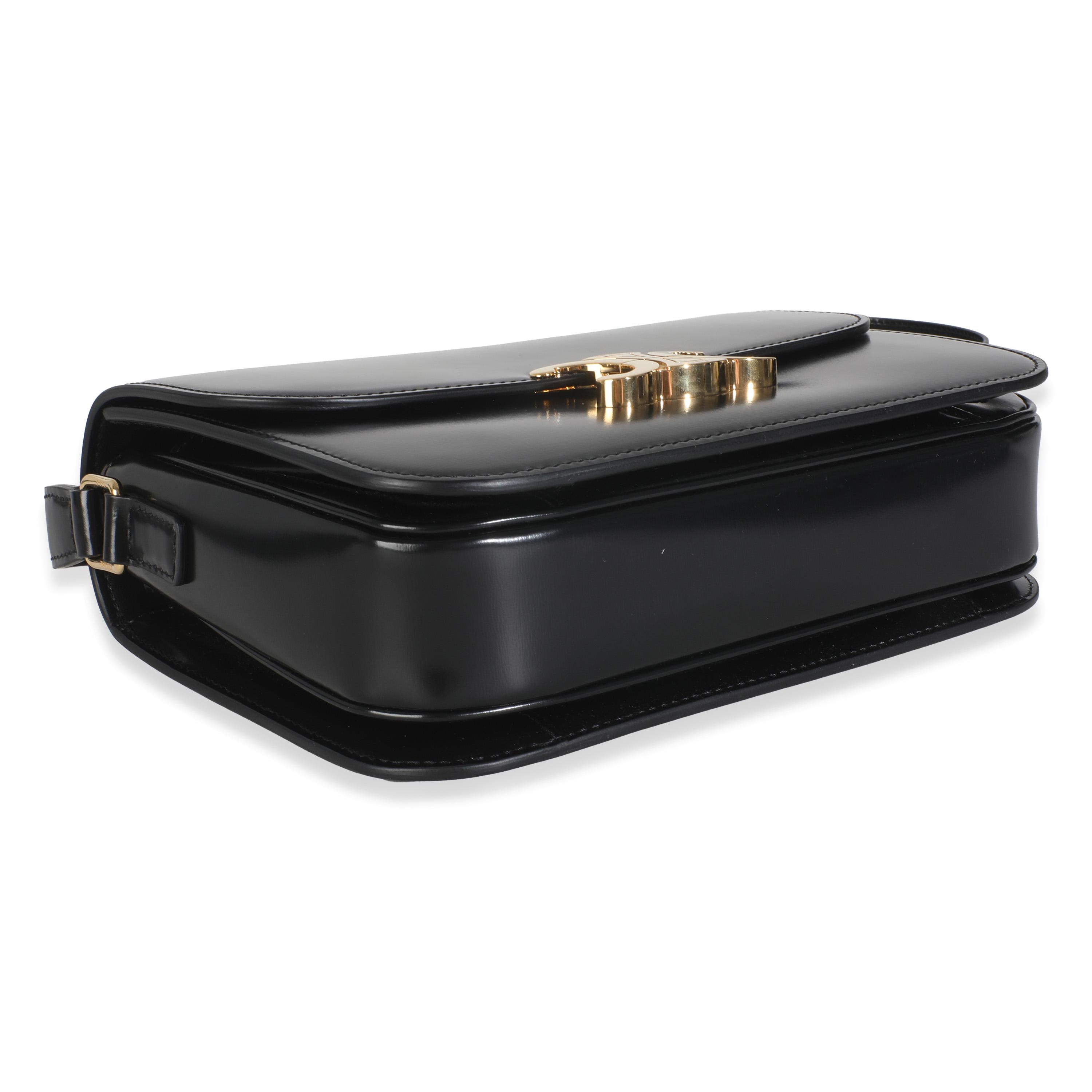 Celine Black Shiny Calfskin Medium Triomphe Bag For Sale 2