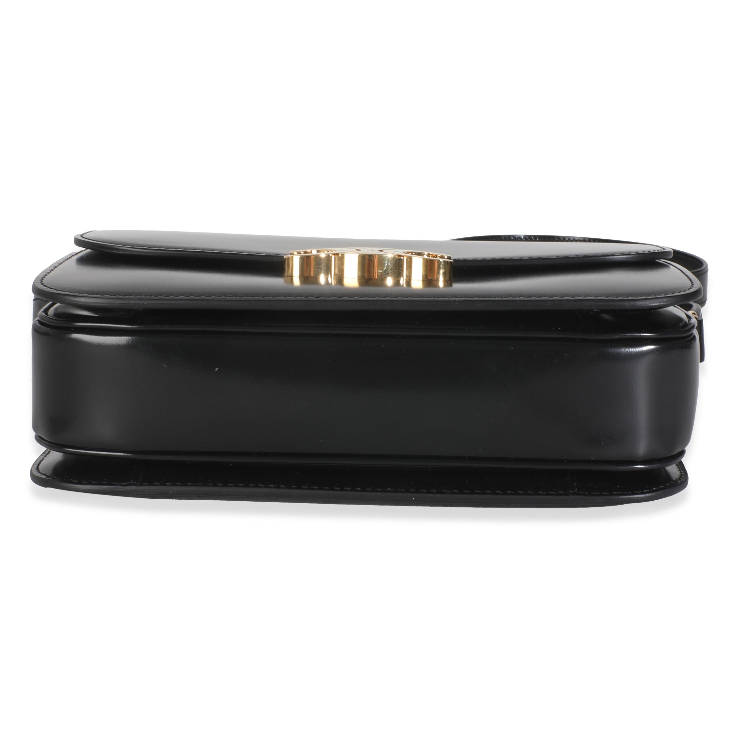 Celine Black Shiny Calfskin Medium Triomphe Bag For Sale 3