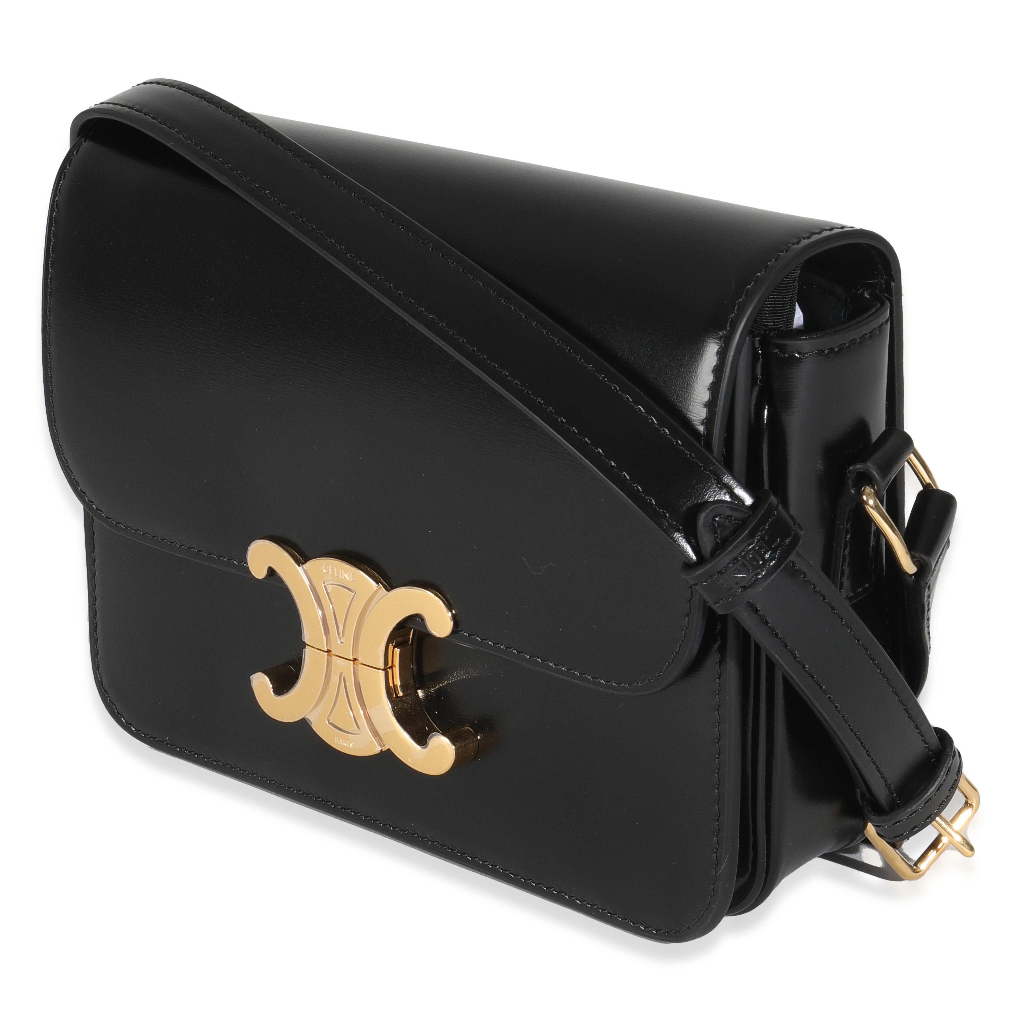 Women's Celine Black Shiny Calfskin Teen Triomphe For Sale