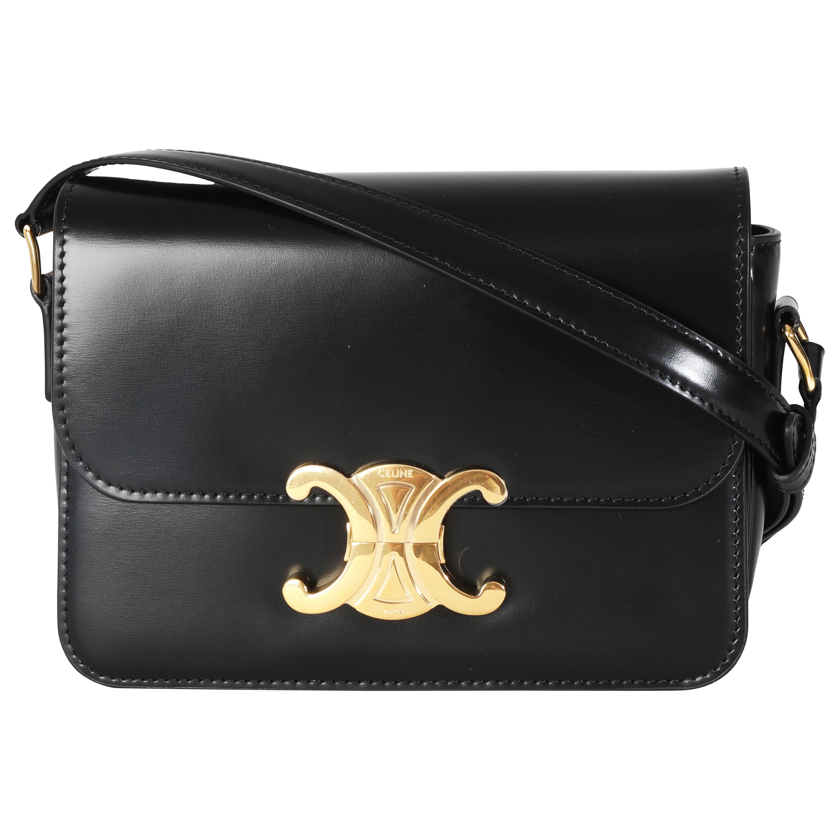Celine Triomphe Teen in vitello nero lucido