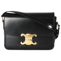 Celine Black Shiny Calfskin Teen Triomphe