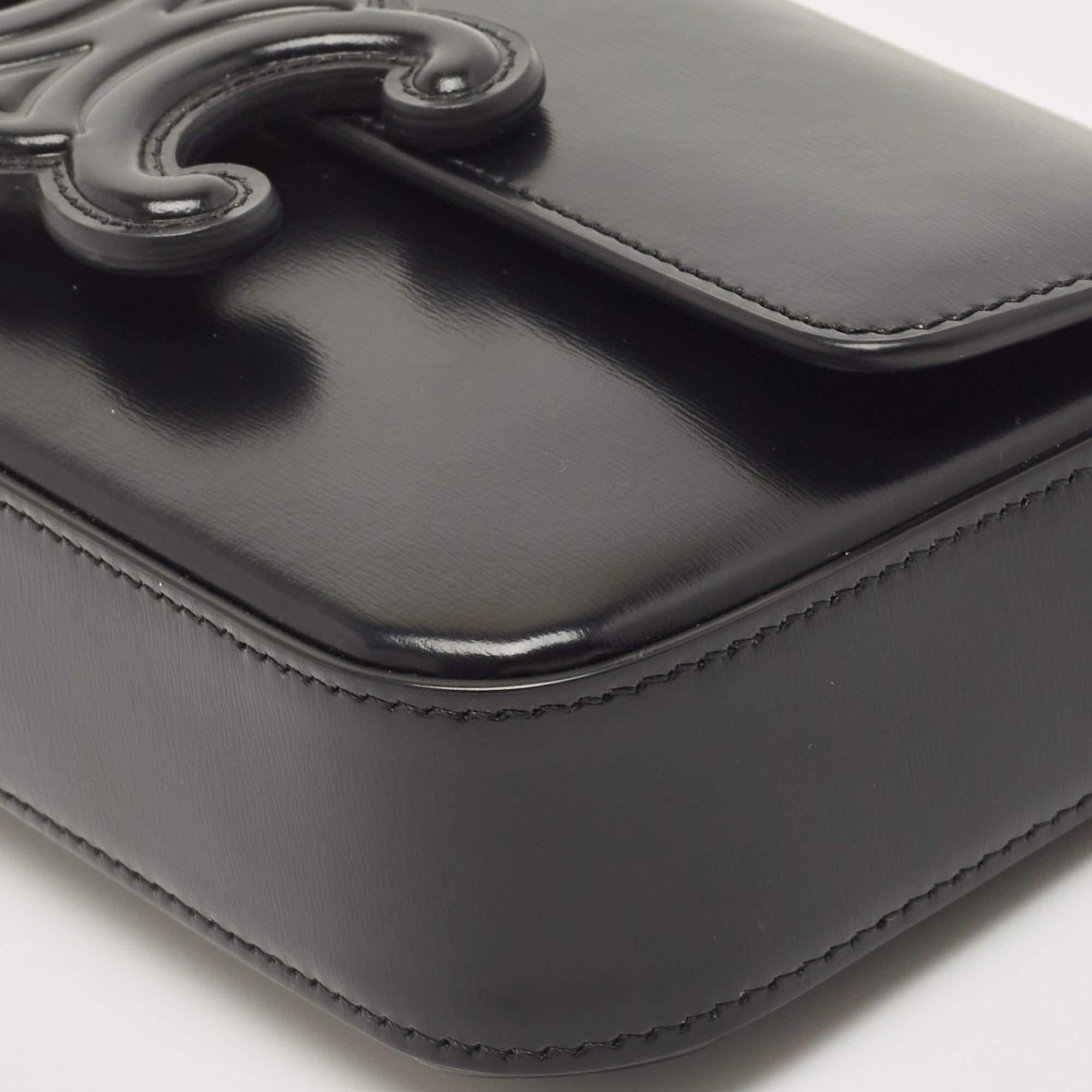 Celine Black Shiny Leather Triomphe Shoulder Bag 8