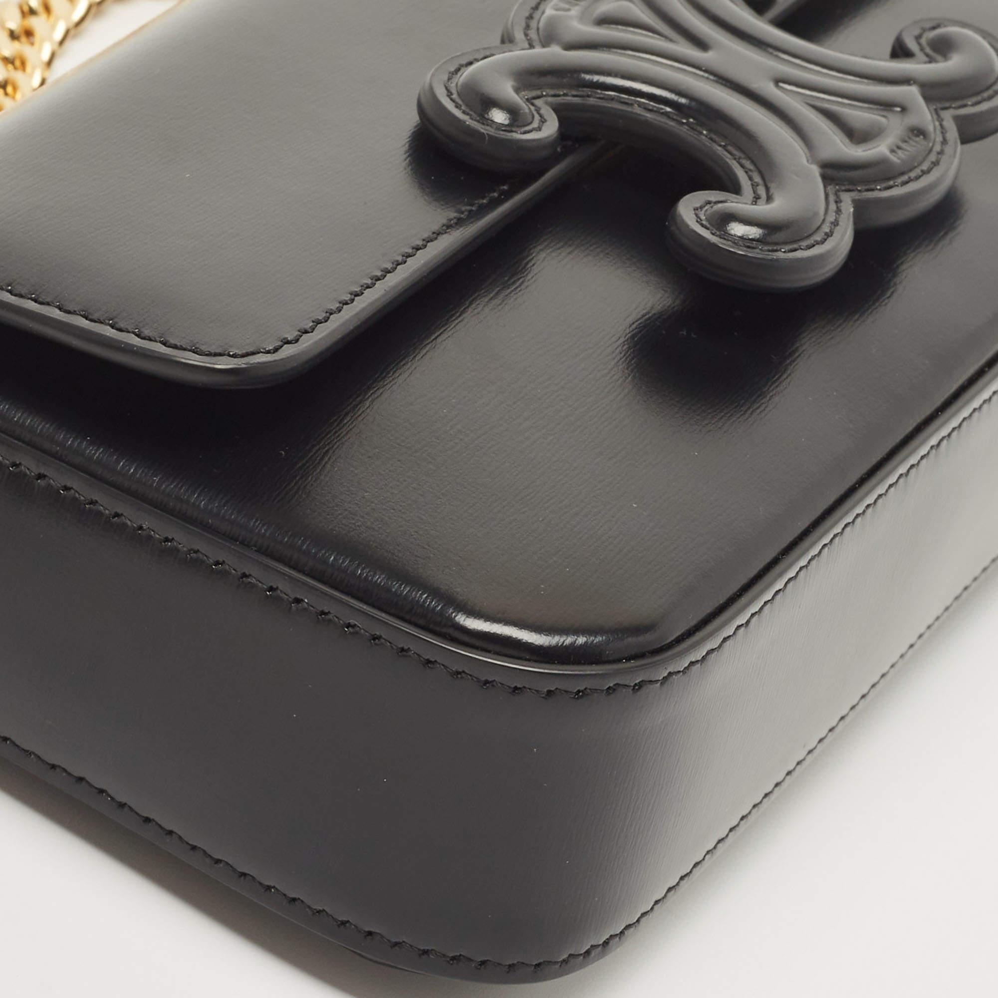 Celine Black Shiny Leather Triomphe Shoulder Bag 9