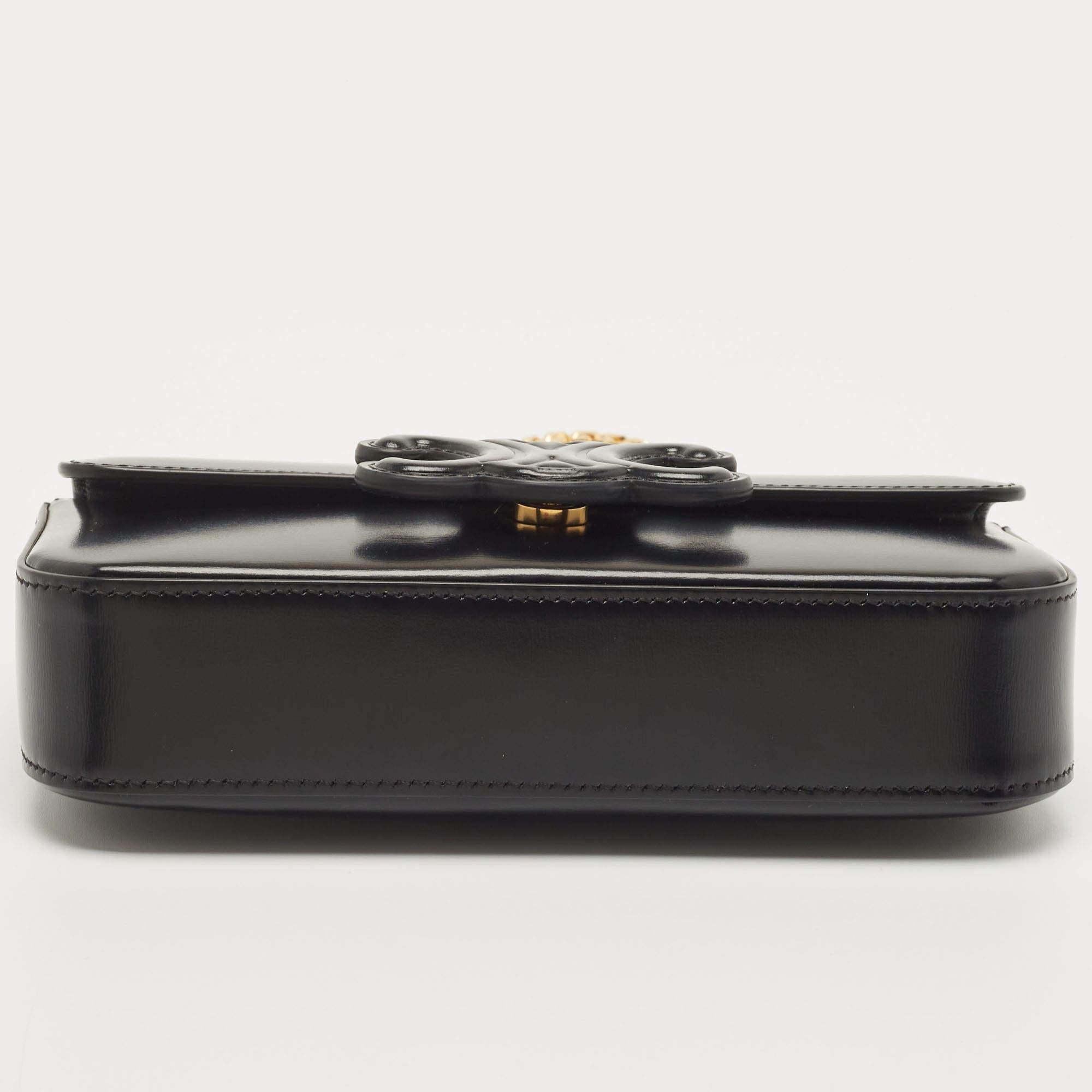 Women's Celine Black Shiny Leather Triomphe Shoulder Bag