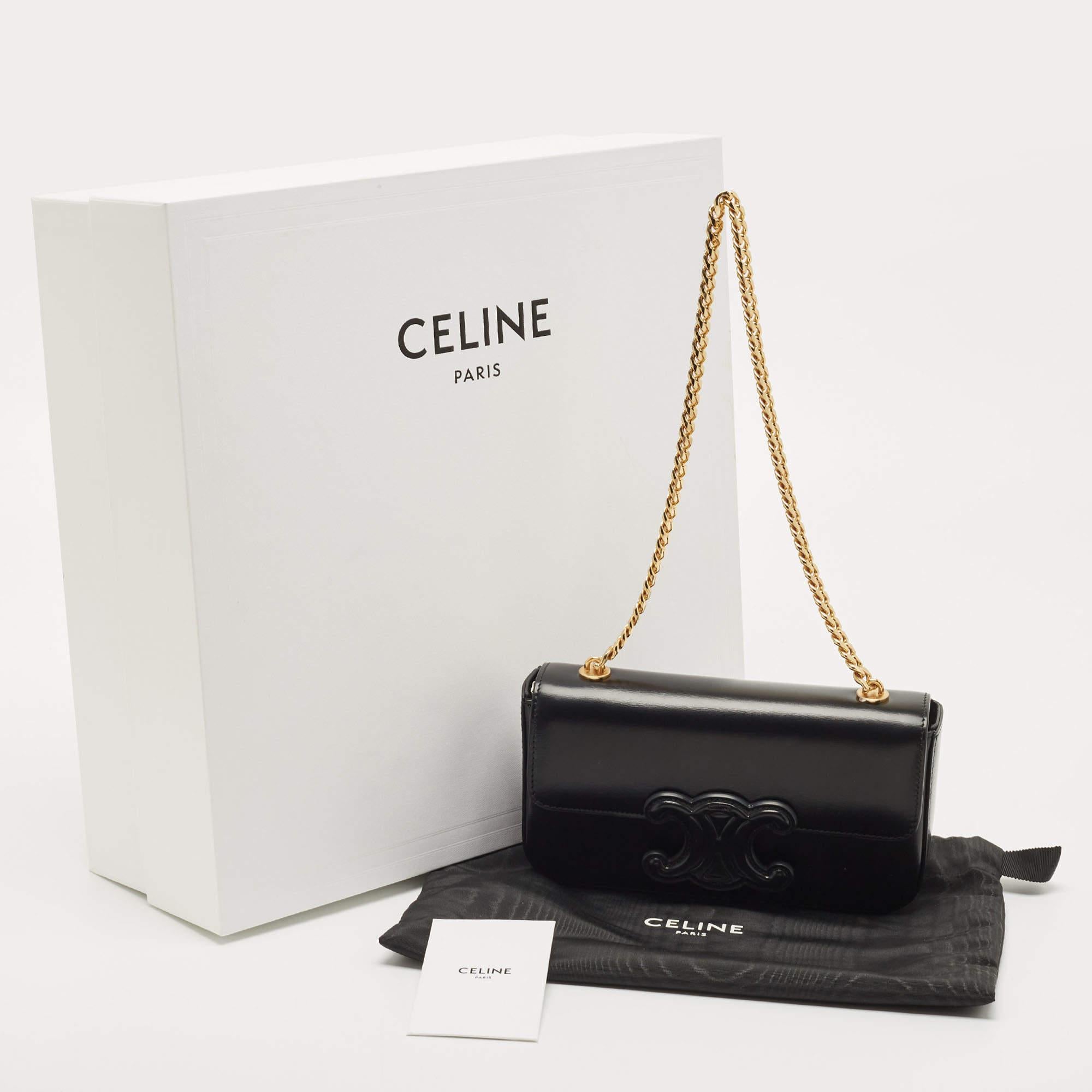 Celine Black Shiny Leather Triomphe Shoulder Bag 4