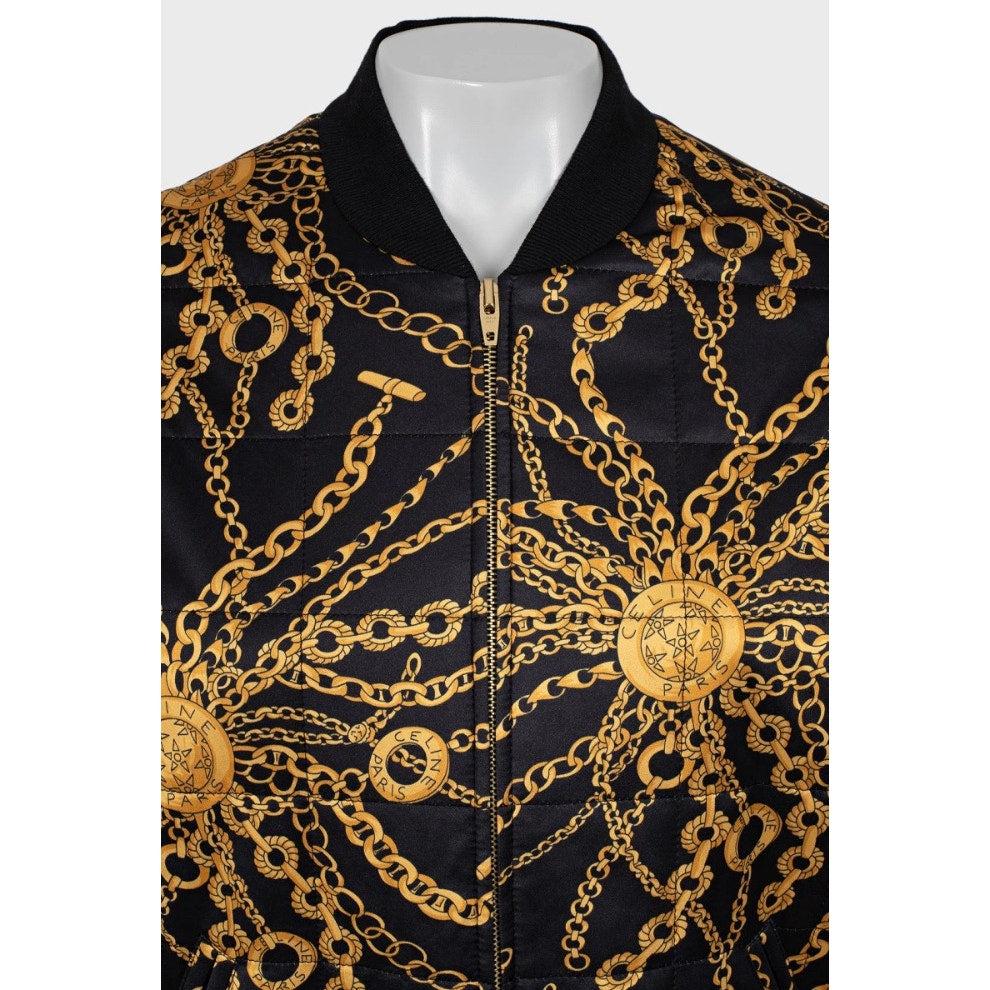 Giacca bomber con stampa della firma nera di Celine - Taglia S (FR36) In condizioni ottime in vendita a Krakow, PL