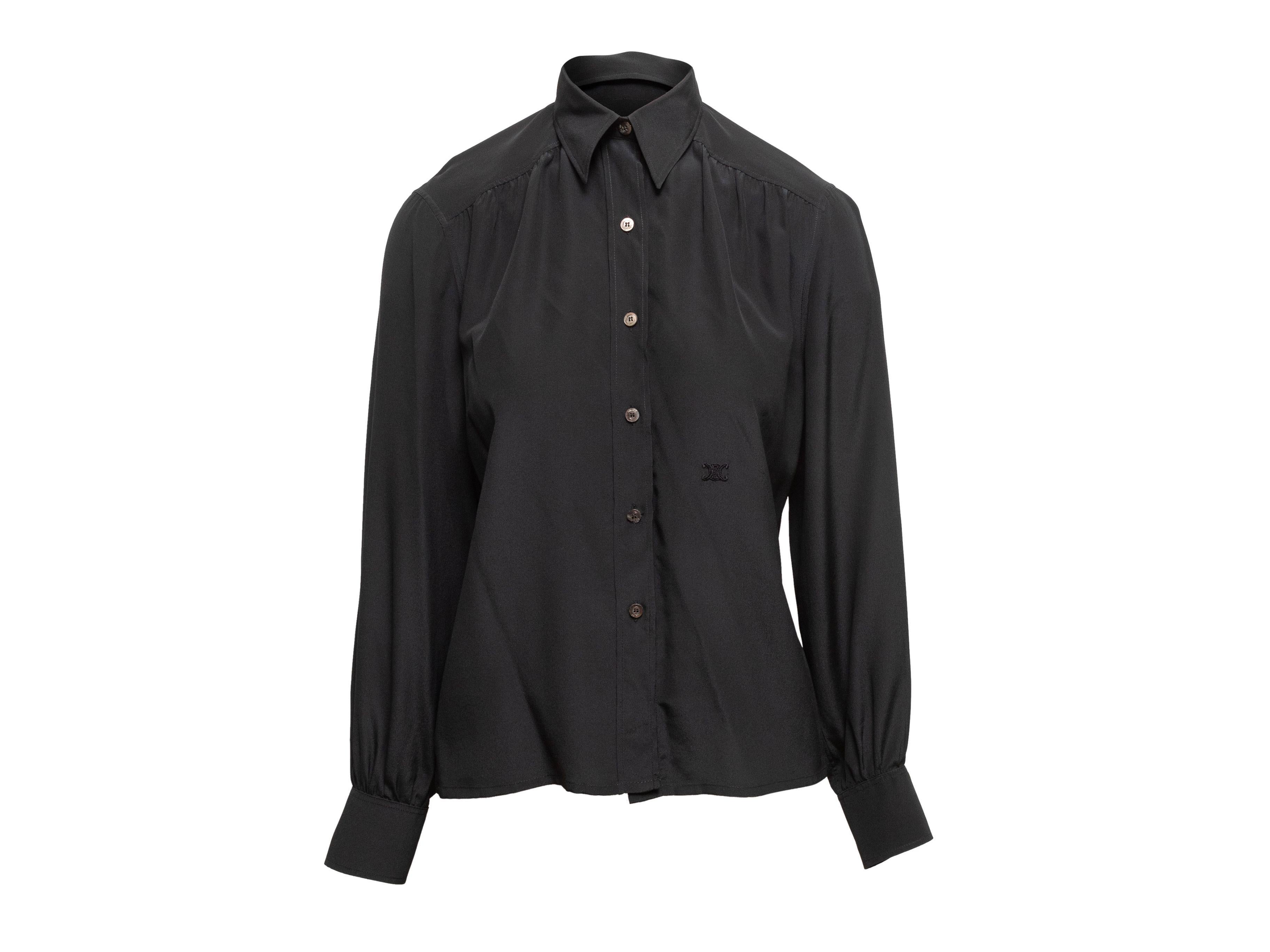 Celine Black Silk Button-Up Top In Good Condition In New York, NY