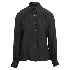 Celine Black Silk Button-Up Top