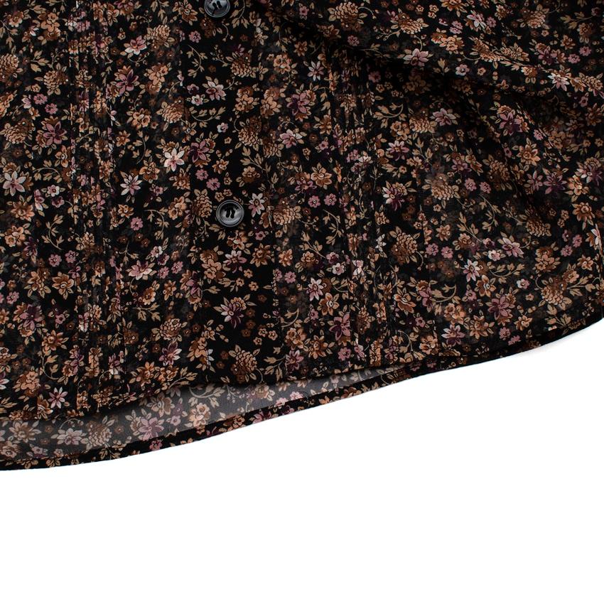 Celine Black Silk Chiffon Ditzy Floral Print Blouse For Sale 3