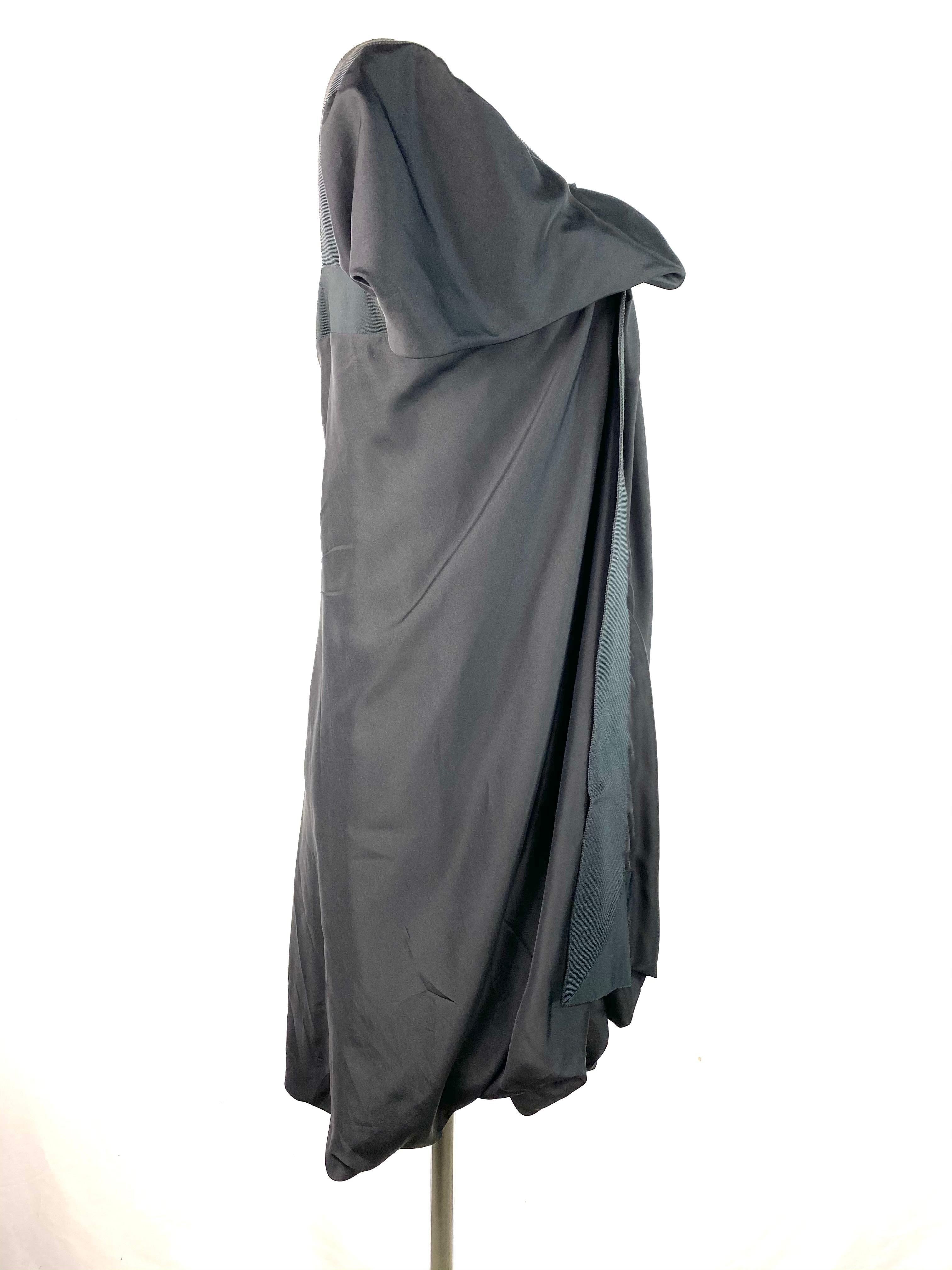 Women's Celine Black Silk Mini Dress, Size 42 For Sale