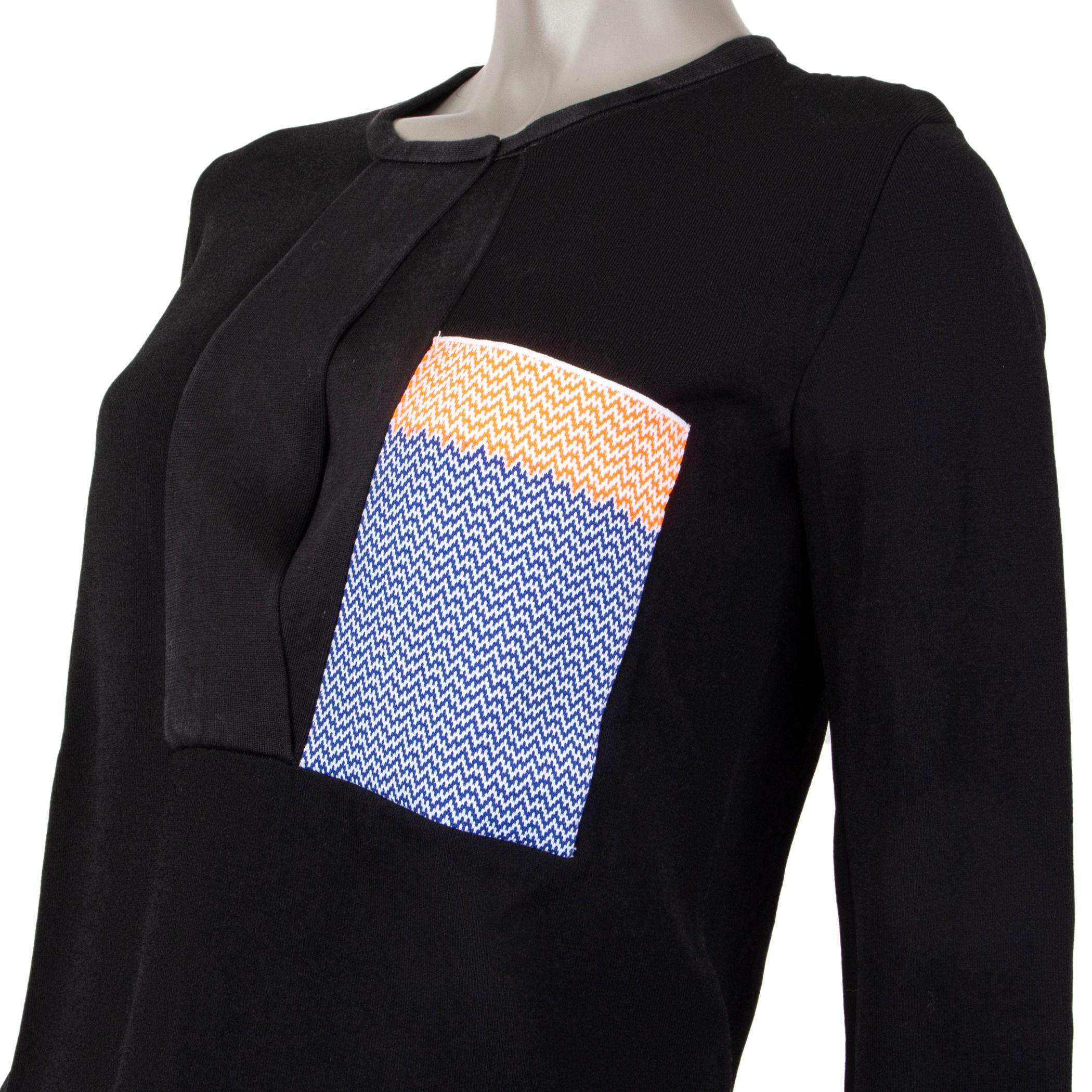 Black CELINE black silk PATCH POCKET KEYHOLE Sweater S