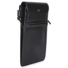 Celine Black Smooth Calfskin Flap Phone Pouch
