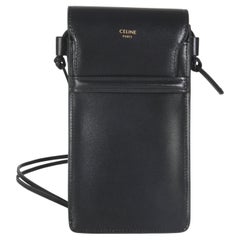 Celine Black Smooth Calfskin Flap Phone Pouch