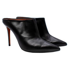 Celine Schwarze glatte Pantoletten aus Leder mit spitzem Zehenbereich - US 10.5