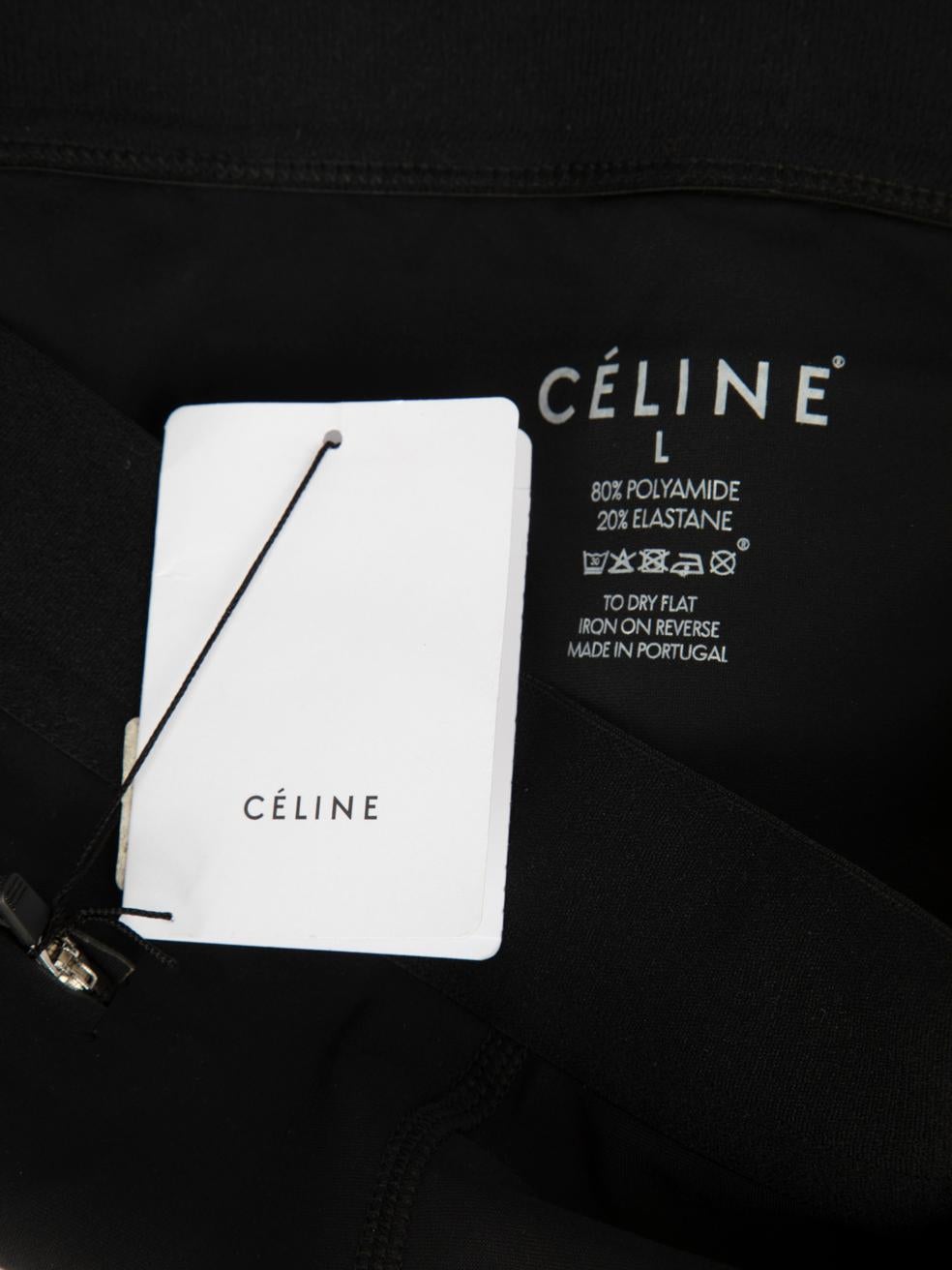 Céline - Leggings neri elasticizzati con polsino a zip - taglia L. In condizioni Nuovo in vendita a London, GB