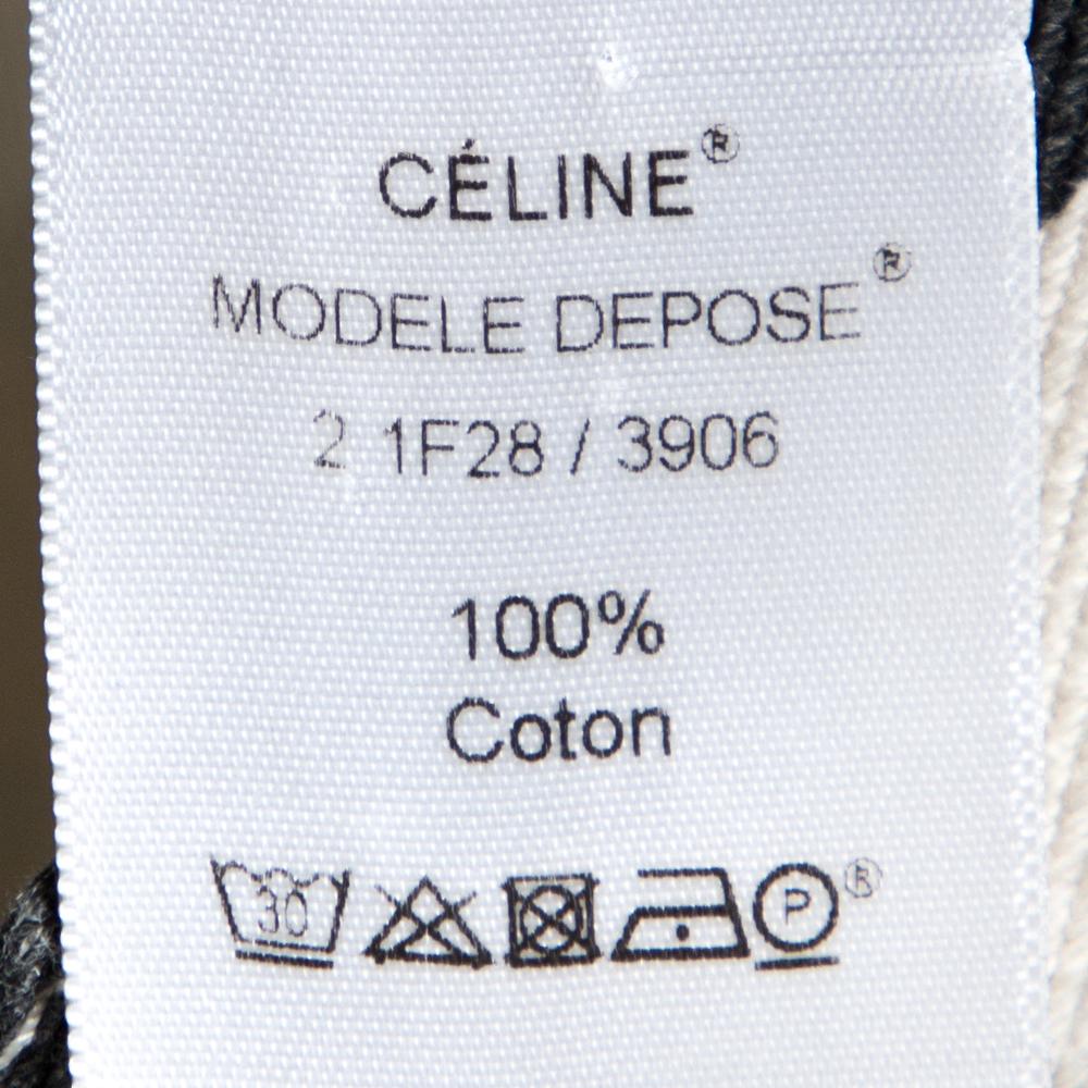 Celine Black Striped Cotton Denim Cropped Pants M For Sale at 