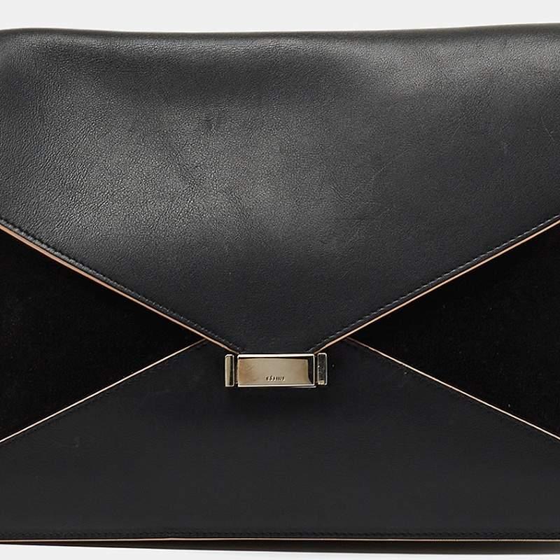 Celine Black Suede and Leather Diamond Clutch 7